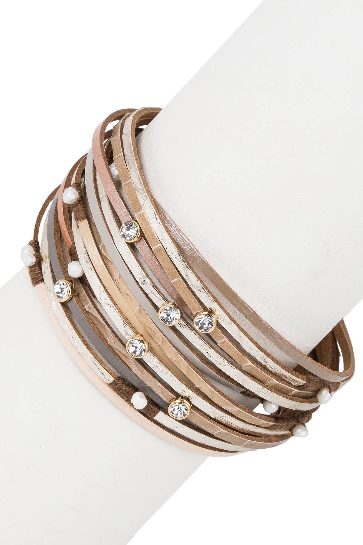 SAACHI - Bubbly Multi Strand Leather Bracelet: Champagne