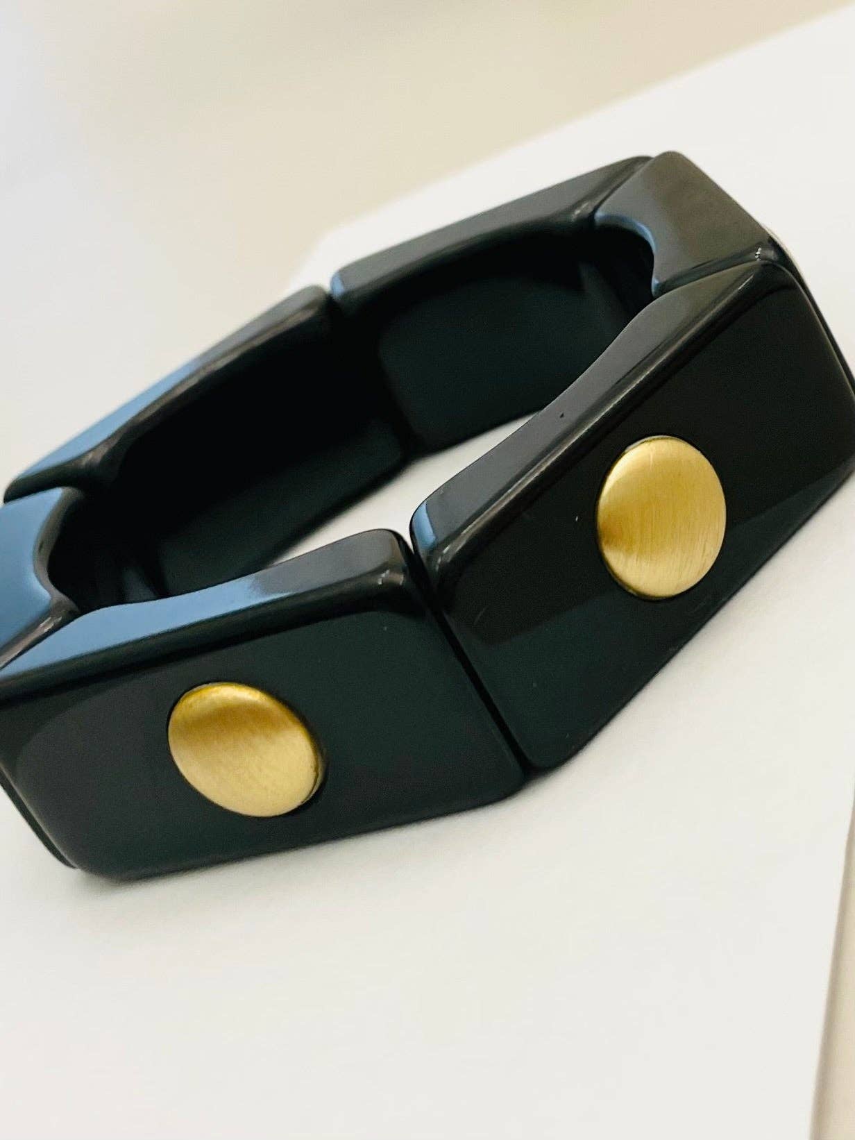 TWO FORTY TWO - Bracelet - 6-side stretch (black/brass) BR306