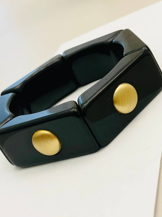 TWO FORTY TWO - Bracelet - 6-side stretch (black/brass) BR306