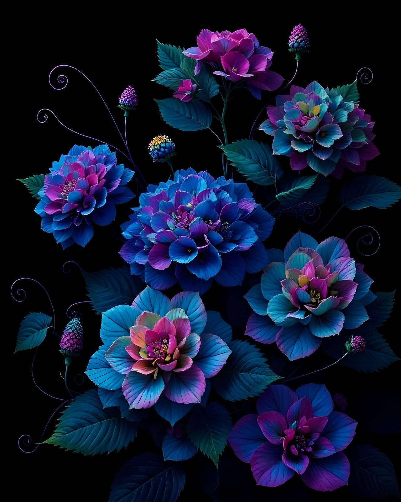 Wicked Cool Unicorn - Gothic Floral 5 x 7 Greeting Cards: 002