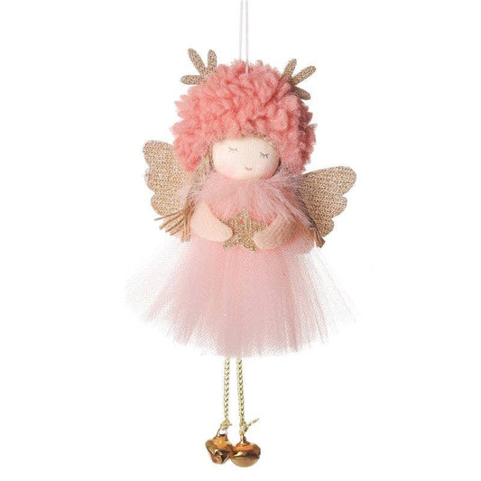 Ekartini - Angel Plush Ornament Antlers Hat Cute Classic Cartoon Reusable: PINK