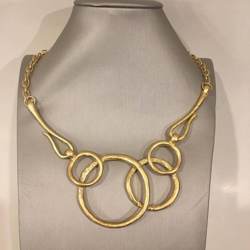 Volare - Orbital Fusion GP Necklace: Matted gold plated