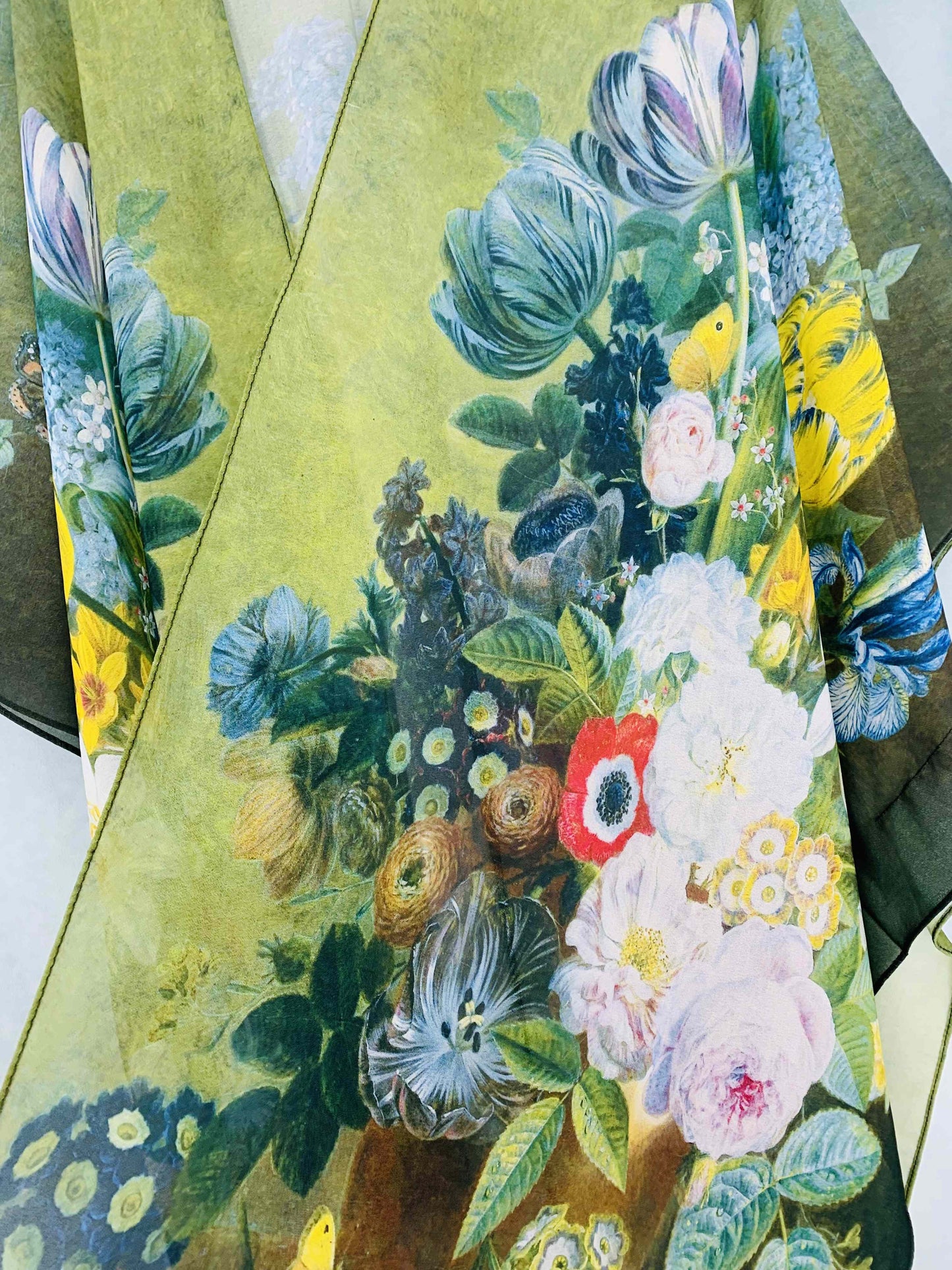 JC Sunny Fashion - JC071041 Green-Multi Oil Painting Kimono