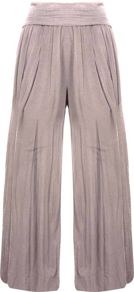 M Made In Italy - Plus Size Maxi Wide Leg Pant: Taupe / 1X