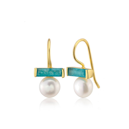 AJS Design Studio - Jade and pearl drop earrings