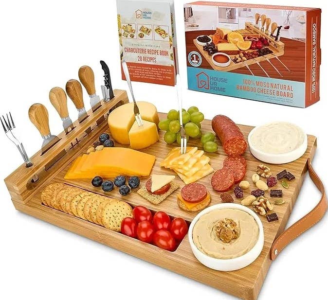 Merchandise Unlimited - Bamboo Charcuterie Board - Exquisite Cheese Board and Knife