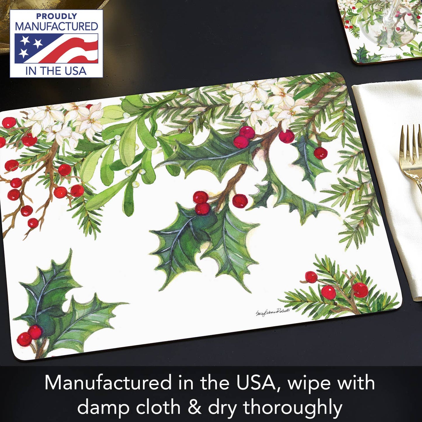CounterArt/Highland Home/Thirstystone - Cala Home Balsam & Berries Decorative Hardboard Placemats