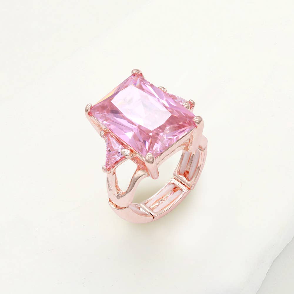 Sensibling Corp. - Rectangle Crystal Stretch Ring: Blue