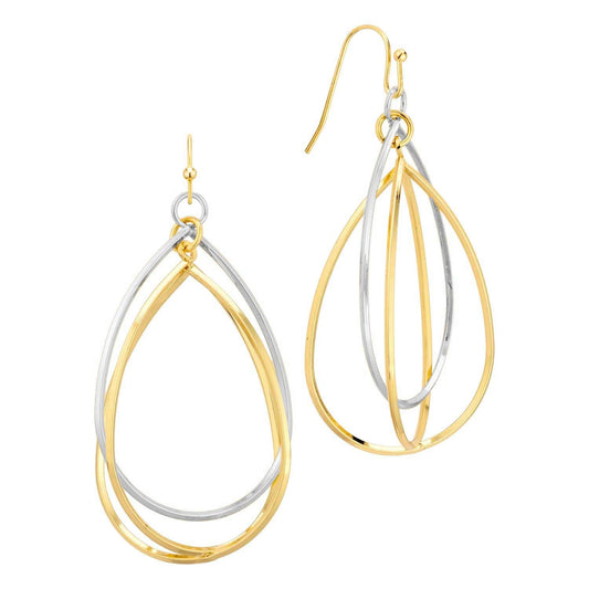What's Hot - Gold and Silver Layered Teardrop 2" Earring