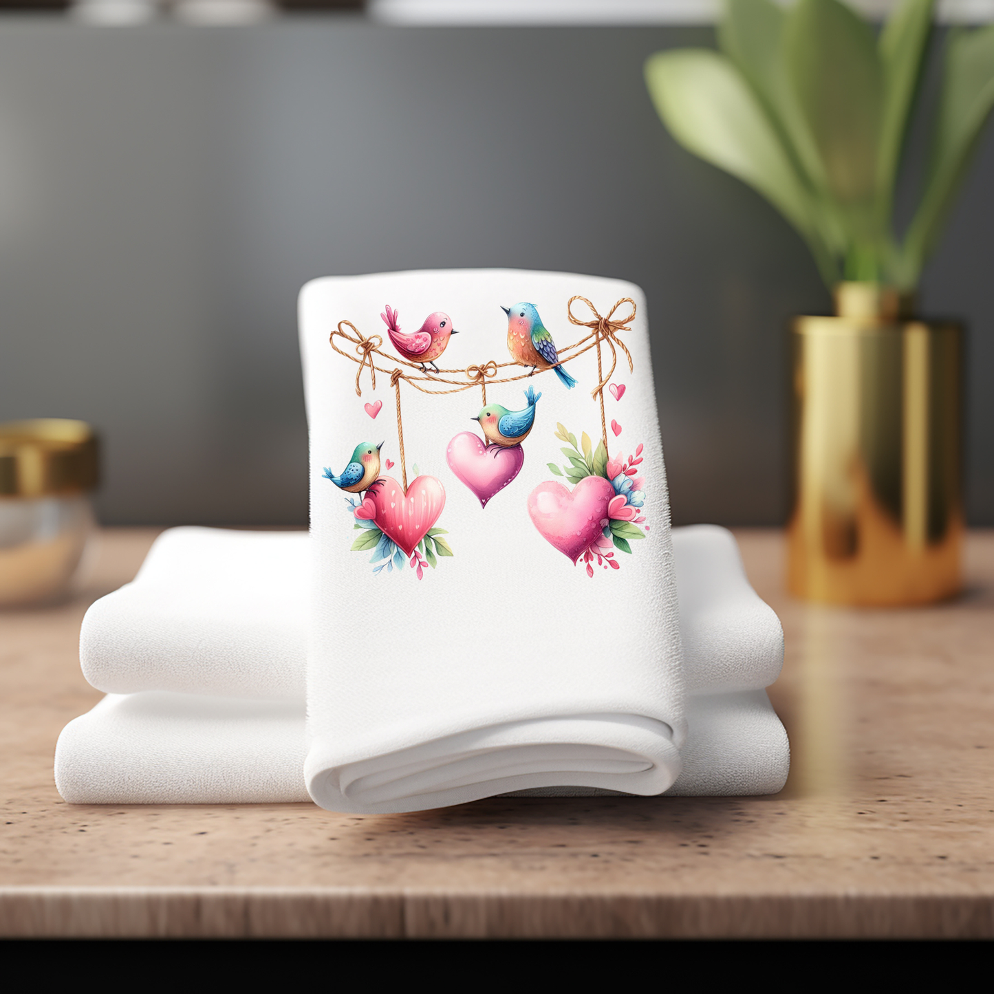 Fernville Creations - Valentine's Day Heart Fingertip Towel for Powder Room