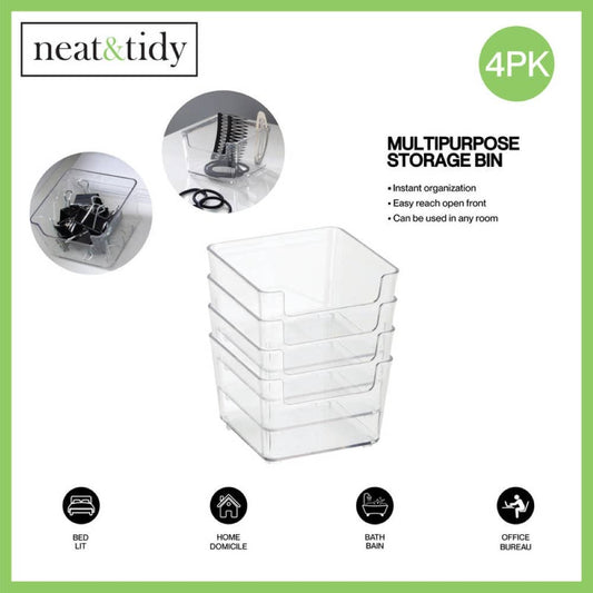Moda at Home Enterprises, Ltd - N&T 4PK PET SMALL SQUARE STORAGE BINS CLEAR