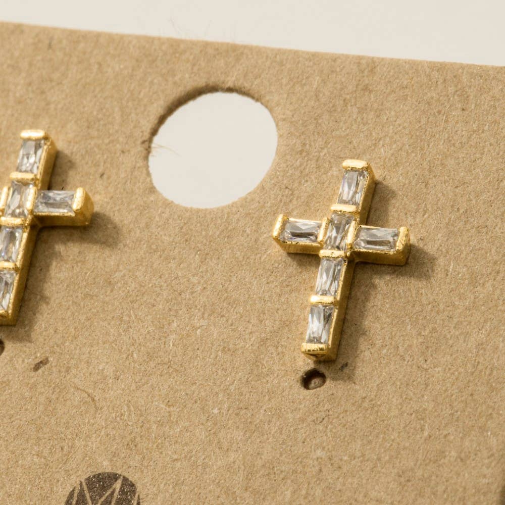 The Looks by Fame Accessories - Mini Cross Stud Earrings: G