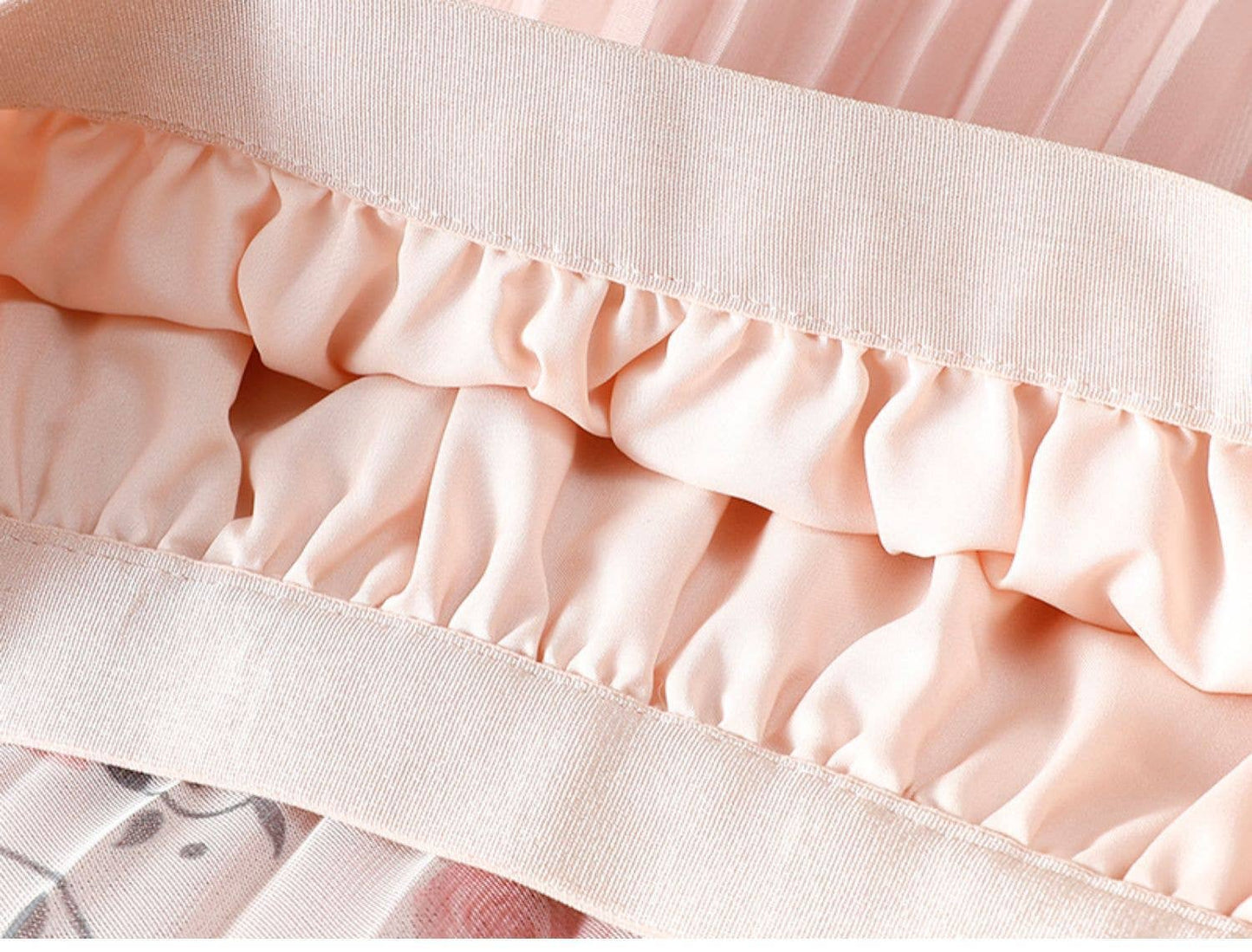 PEACH ACCESSORIES - Roses Flowers Pleated Midi Skirt SK204: Cream