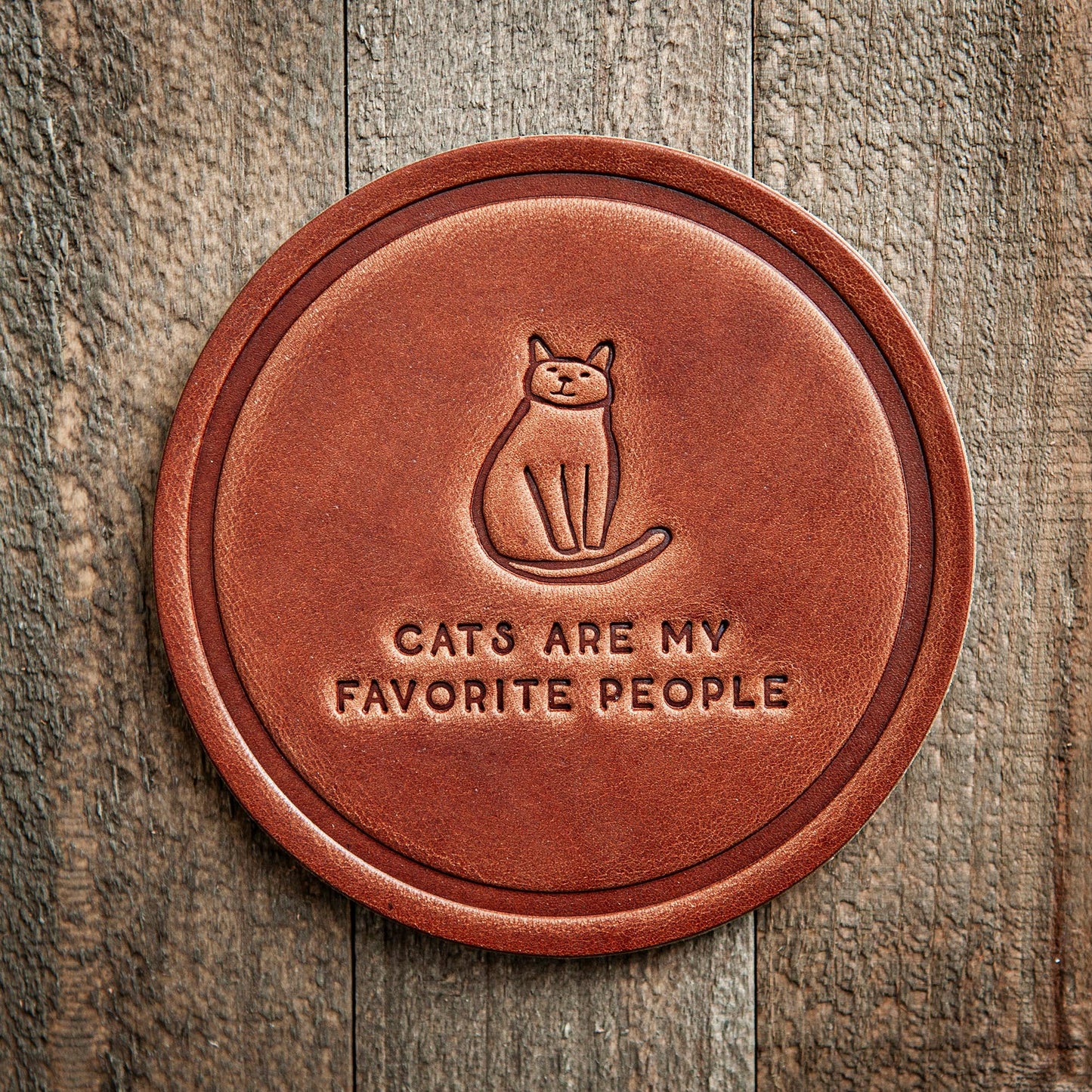 Sugarhouse Leather - Cats Are My Favorite People Leather Coaster