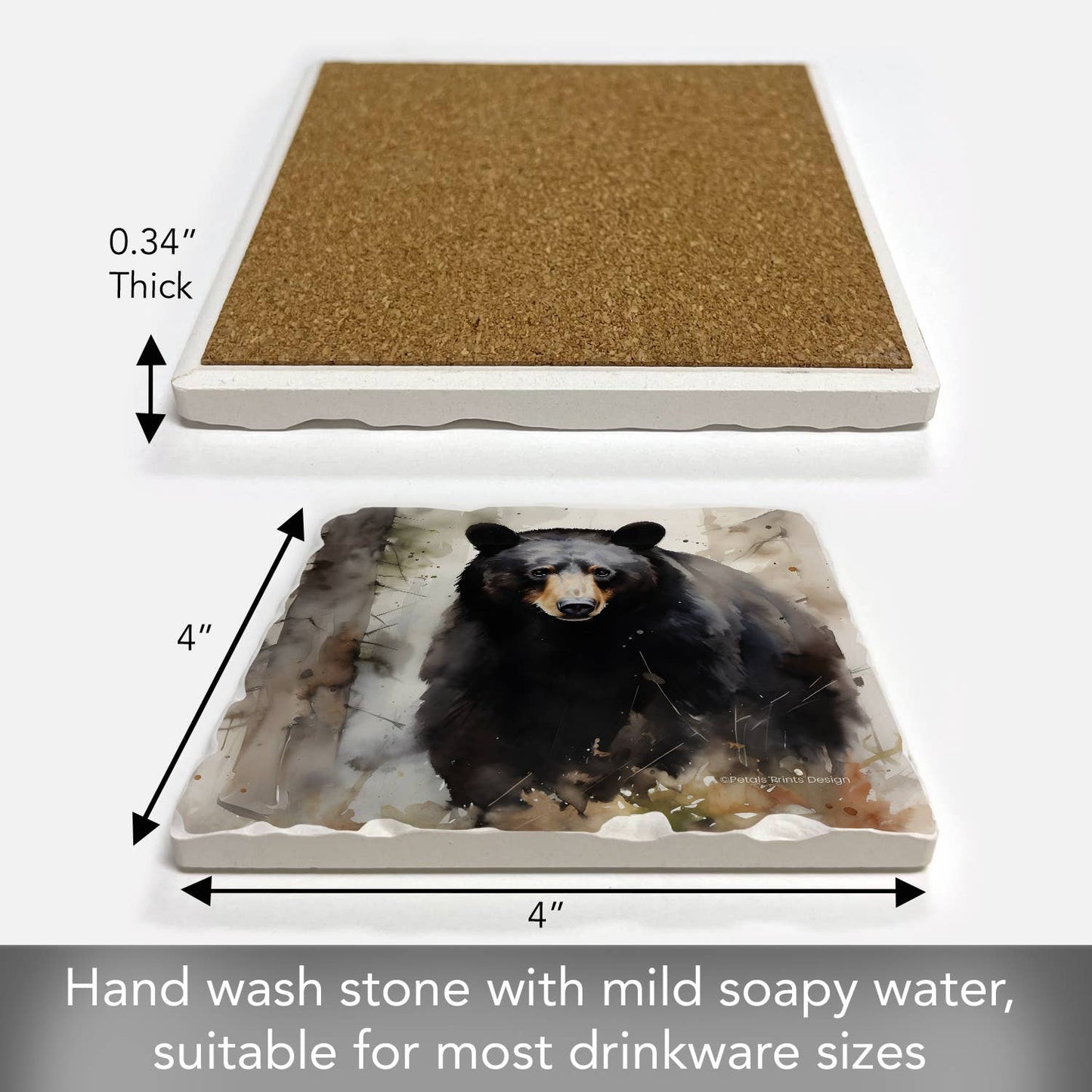 CounterArt/Highland Home/Thirstystone - "Forest Black Bear" Single Tumbled Tile Coaster