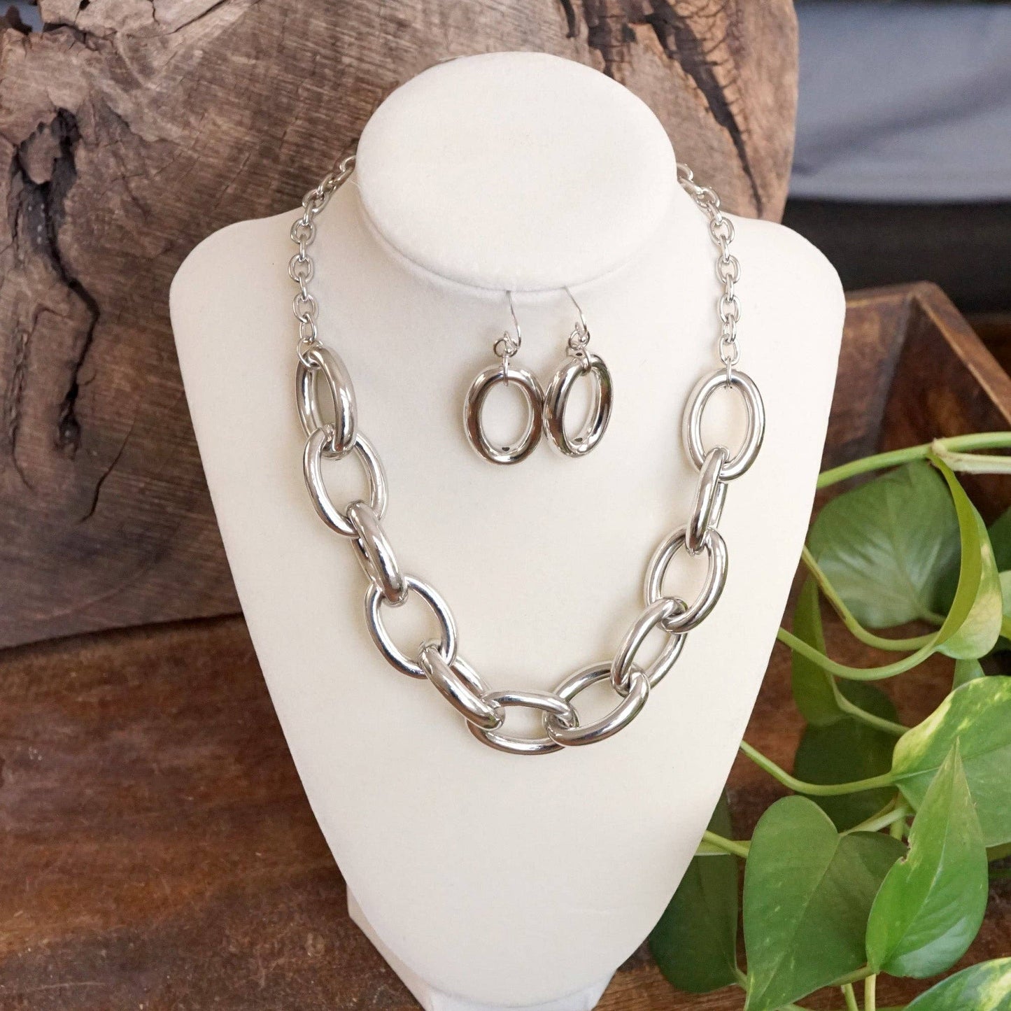 PennyLine inc - Chunky Chain Statement Necklace Set Gold Silver Tones: Gold Tone