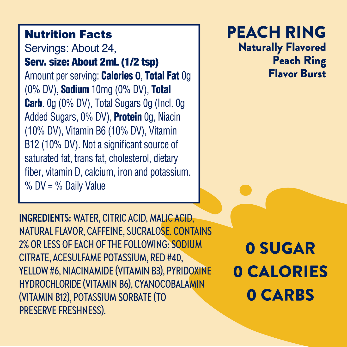 Jordan's Skinny Mixes - Flavor Burst - Sugar Free Peach Ring + Energy