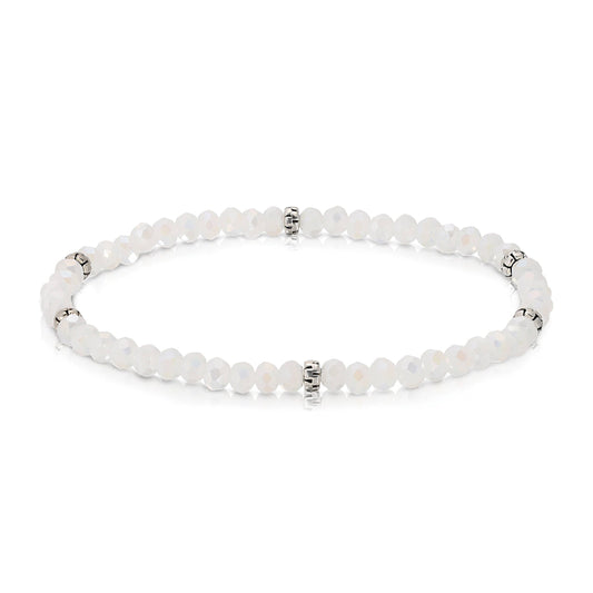 My Fun Colors - Mini Crystal Beaded Stretch Bracelet | So Many Great Colors!: Ice White ab+Silver Accent (MC110S)
