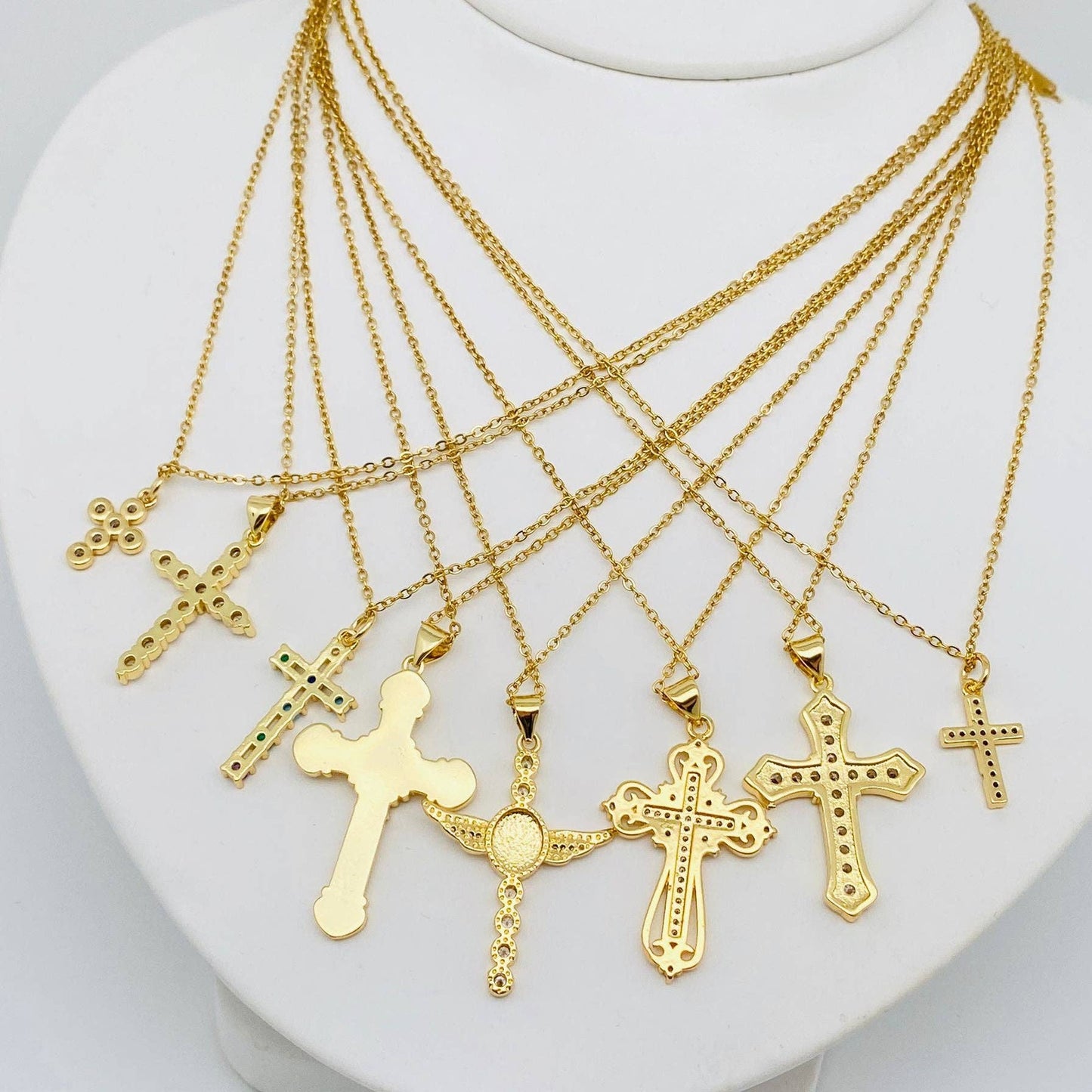 Mio Queena - Multi-Style Inlaid Cubic Zirconia Cross Pendant Necklace: 1#