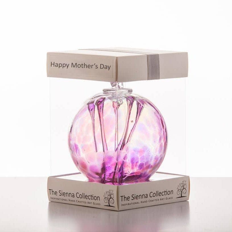 Sienna Glass - Mother's Day 10cm Spirit Ball - Pink & Purple
