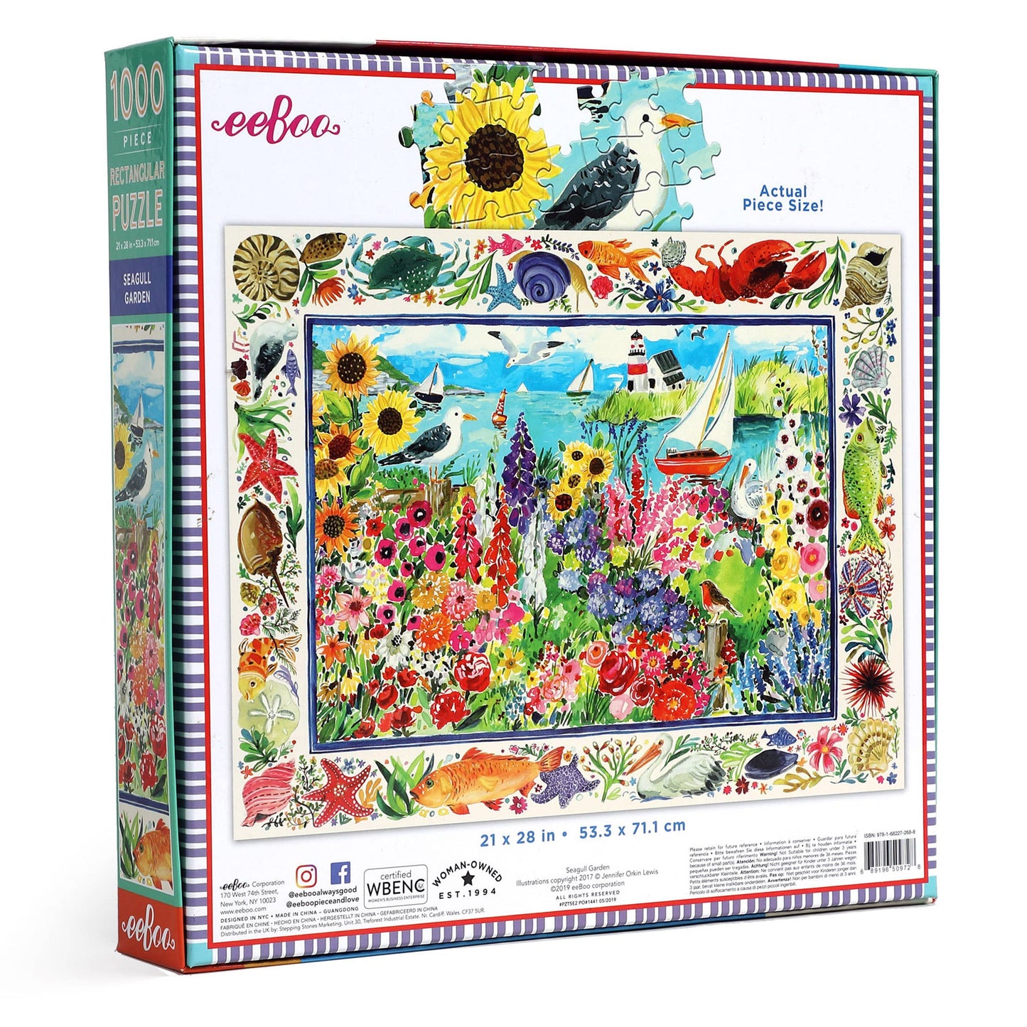 eeBoo - Seagull Garden 1000 Piece Rectangular Puzzle
