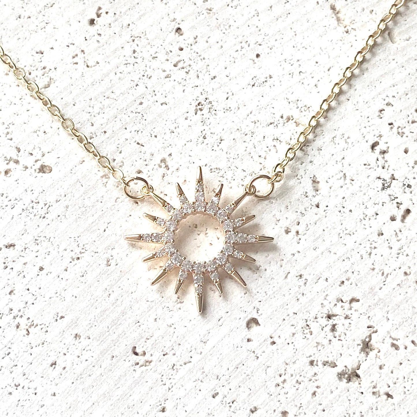VB&CO Designs Handmade Jewelry - Sun celestial necklace minimalist boutique salon jewelry: 18”