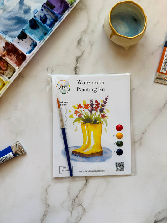 Landa Ruen Art - Rainboot Flower Bouquet Watercolor Kit