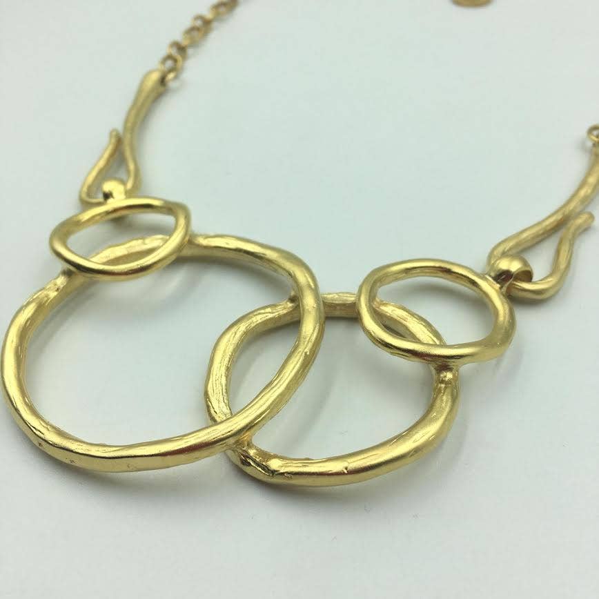 Volare - Orbital Fusion GP Necklace: Matted gold plated