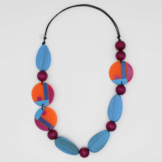 Sylca Designs - Orange Mixed Media Poppy Necklace