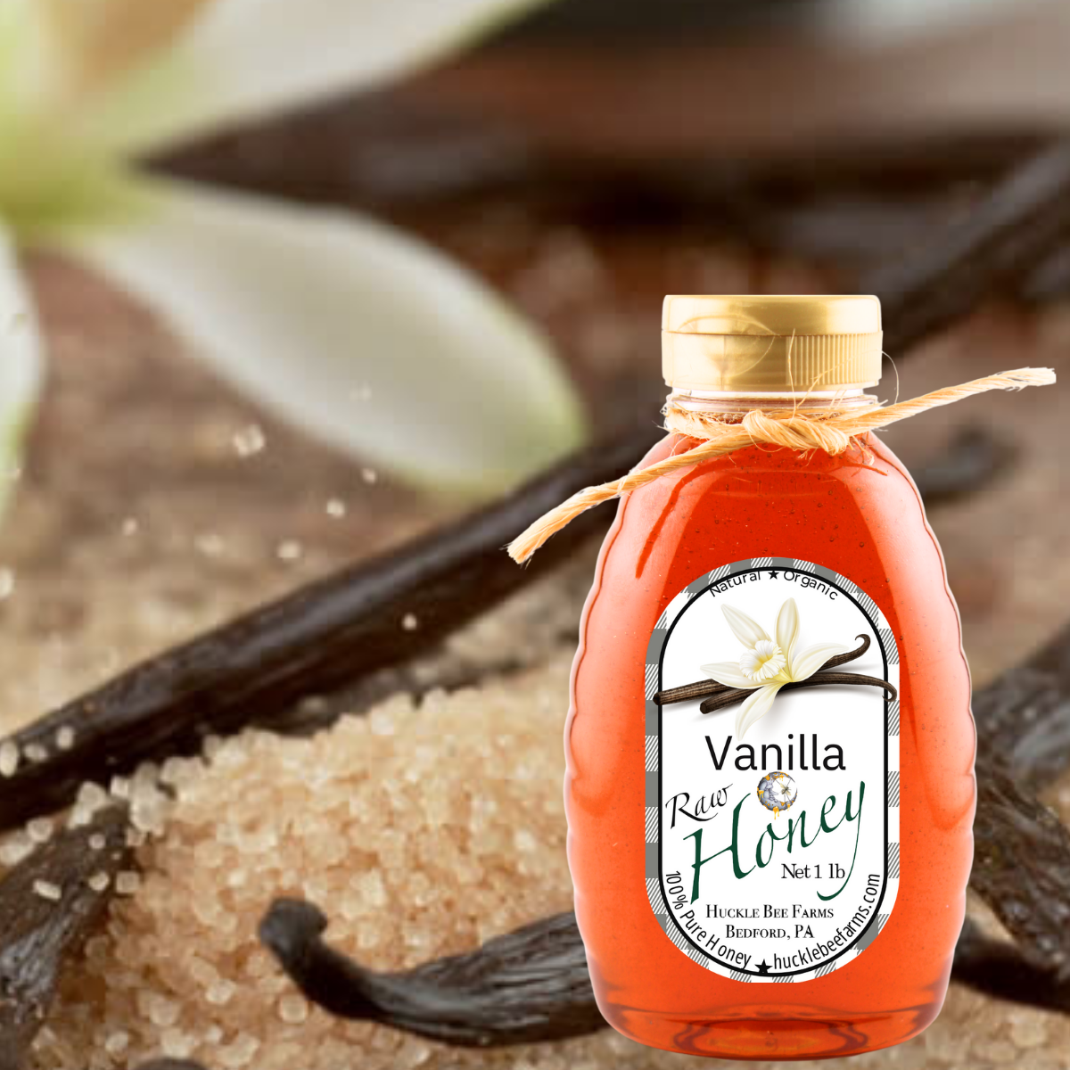 Huckle Bee Farms LLC - Vanilla Infused Raw Honey: 1 Lb