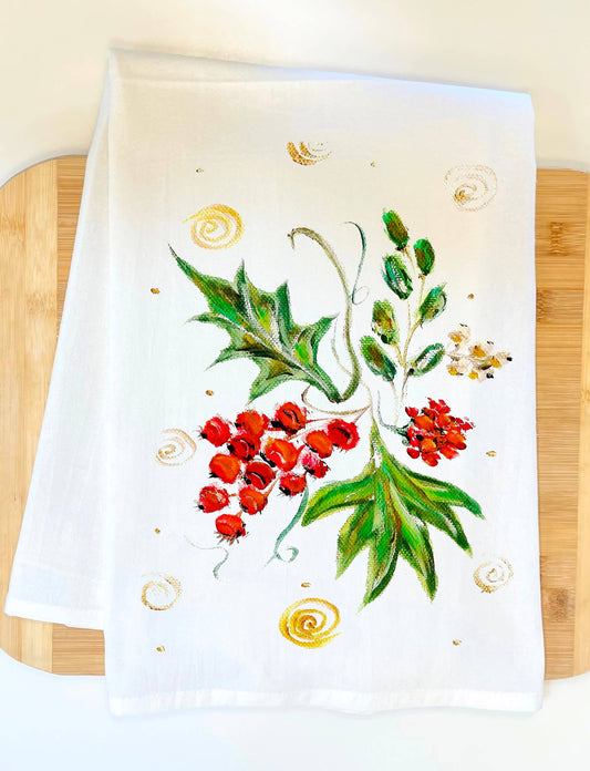 Pamela Cassidy Designs - Holly Berry Kitchen Towel