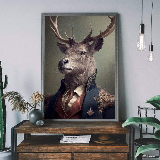 Ink & Drop - Stag Animal Head Print: 11 ¾ x 15 ¾ in | 30x40 cm / Matte