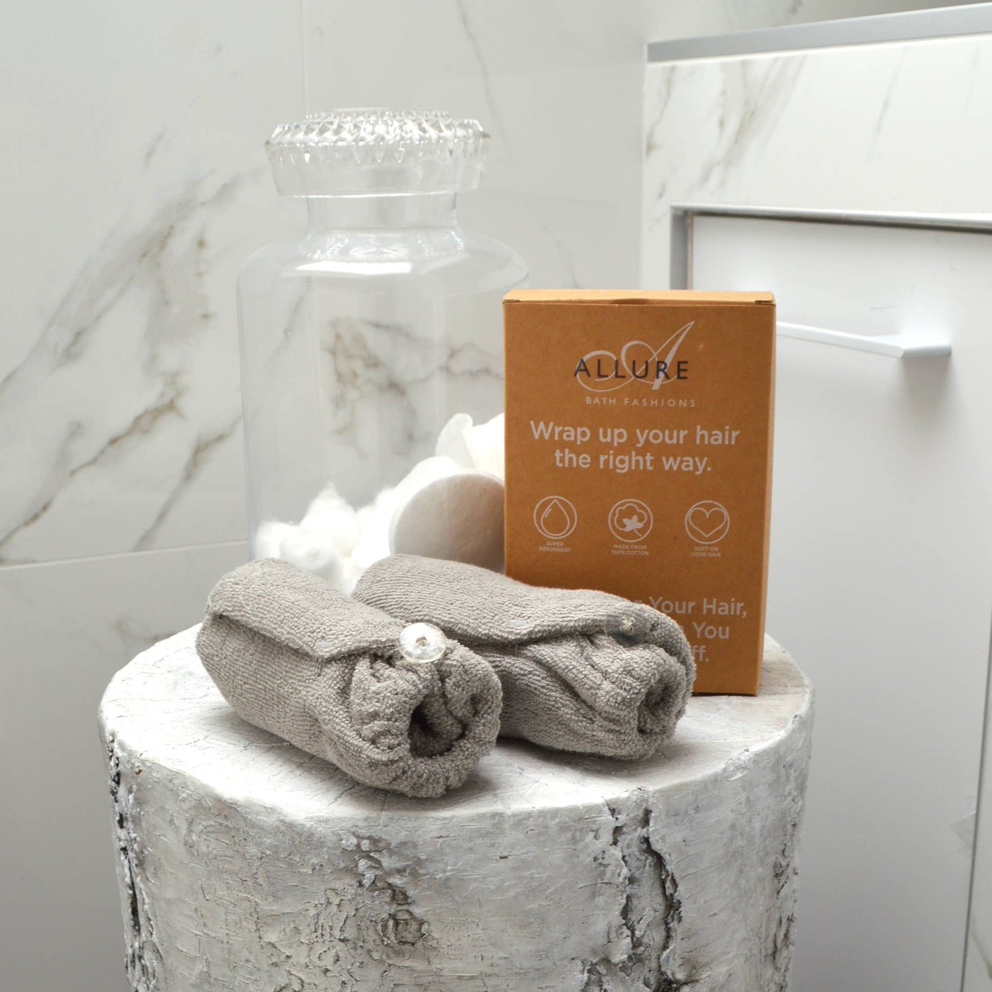 Allure Bath Fashions - Towelling Hair Wraps 100% Cotton - Pack of 2: White