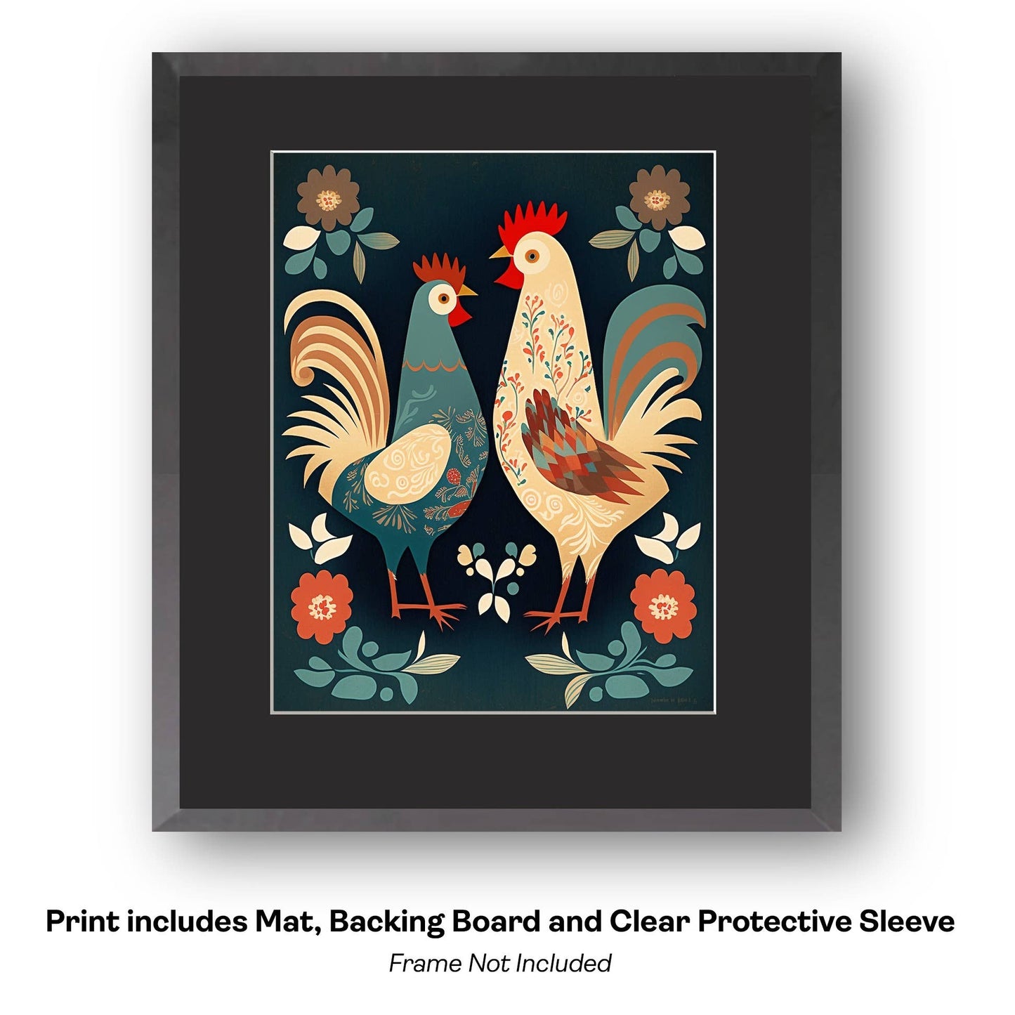 Mowbi - Folk Fairy Wildflowers -  Folk Art Prints – 8″x10″ Artwork in 11″x14″ Mat