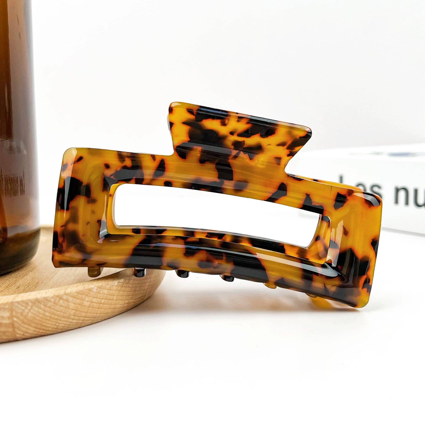 TheDivaSoap - Rectangular Acetate Hair Claw, Premium Quality Hair Clip: Brown Black