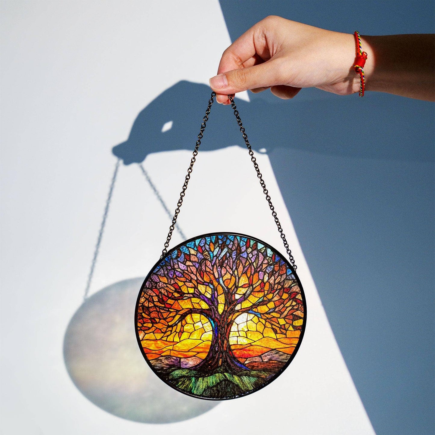 NVC Ecommerce LLC - Tree of Life Stained Glass Suncatcher, Autumn Fall Decor : 11.8in