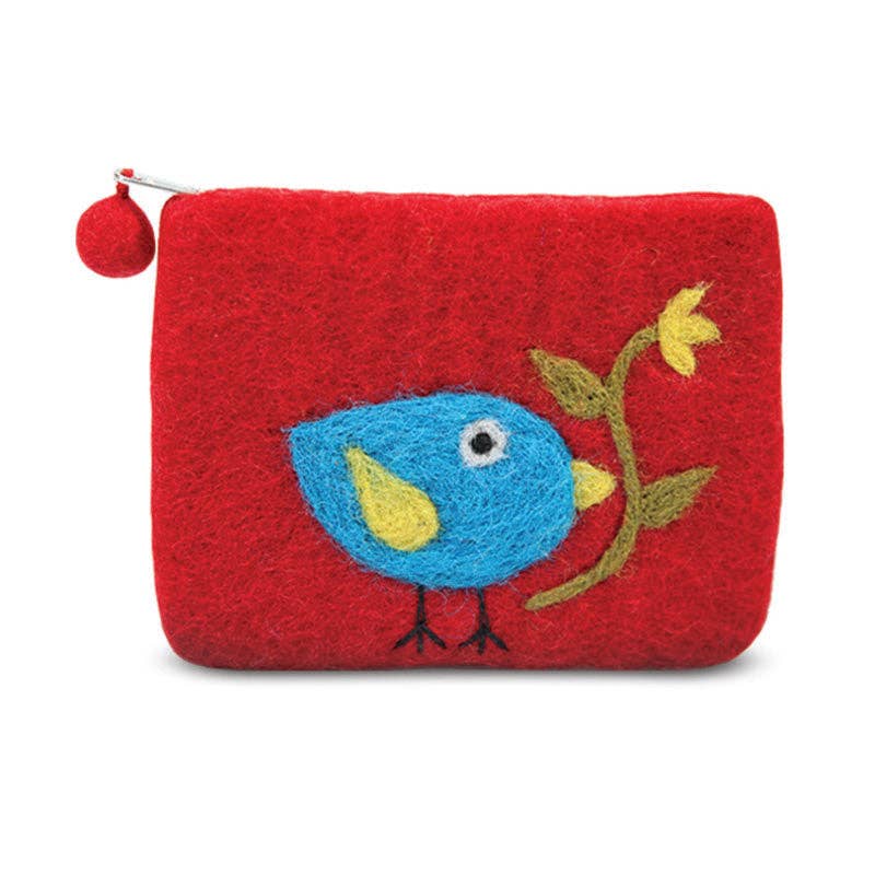 BNB Crafts Inc. - Single Bird with Flower Coin Purse: Turquoise