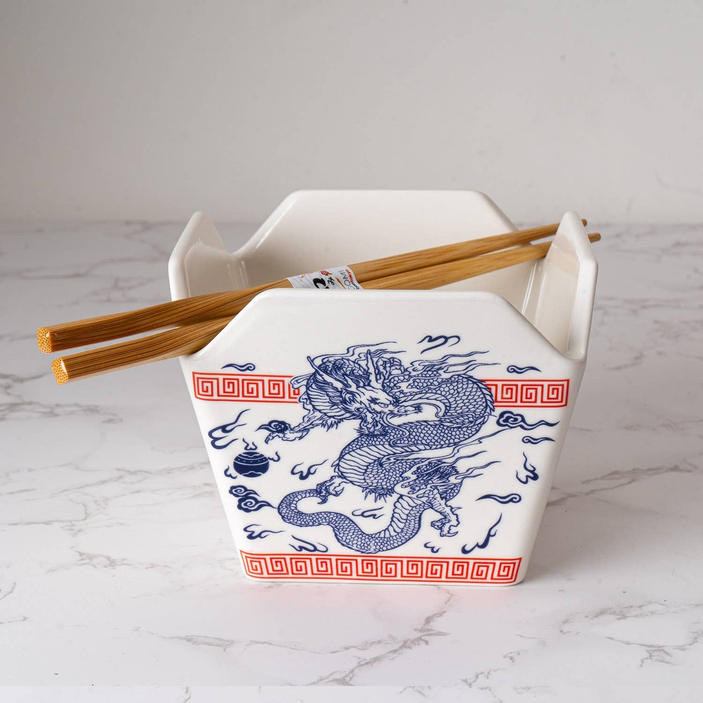 Urban Tokyo - 16oz 5"W x 4"H Takeout Box Serving Bowl With Chopsticks Dragon (1/24)