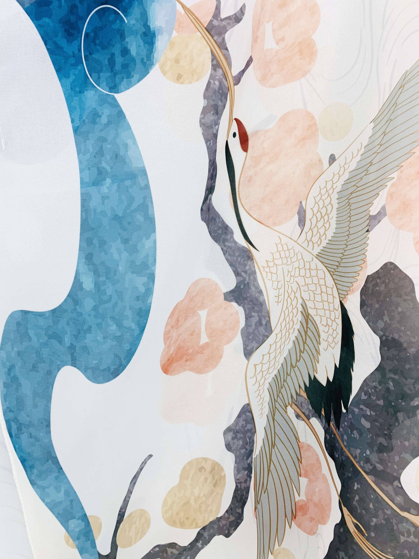 JC Sunny Fashion - JC071036 Blue-Pink Crane & Floral Kimono