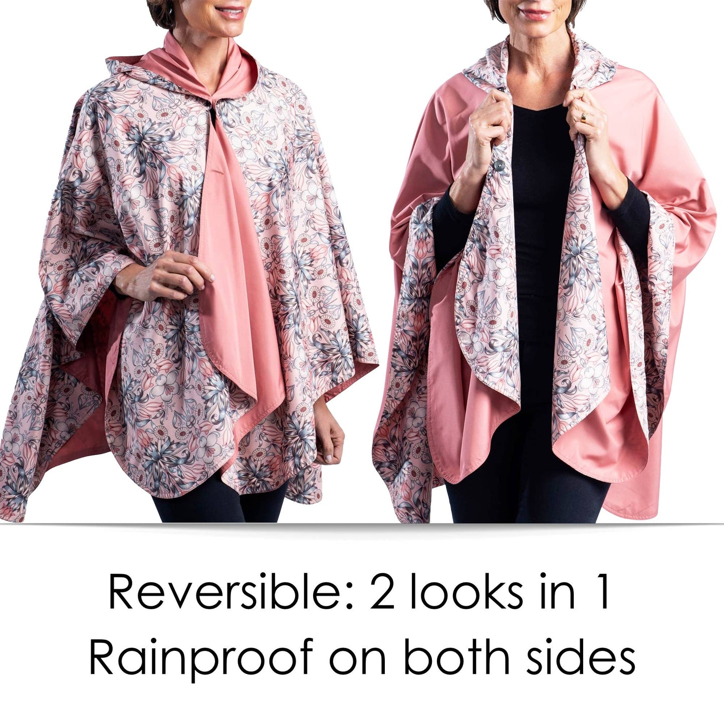 RainCaper - Blush & William Morris Tulips Rain Travel Cape