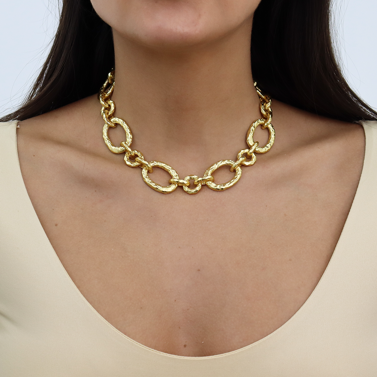 KARINE SULTAN - Hammered Link Collar Necklace