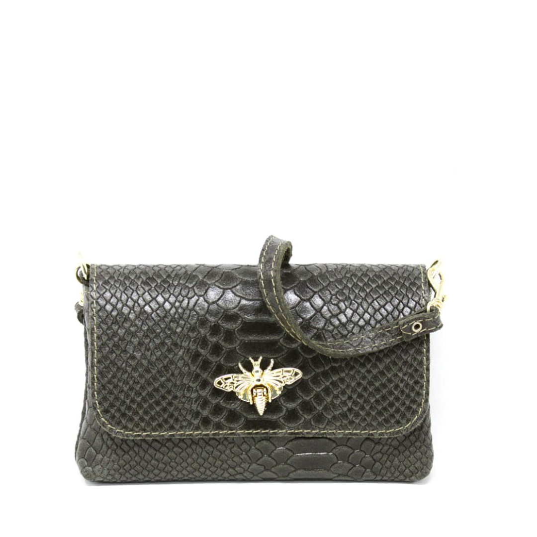 German Fuentes Handbags - GF1184  GENUINE ITALIAN LEATHER BUTTERFLY CROSSBODY BAG: DENIM BLUE