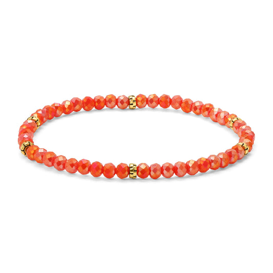 My Fun Colors - Mini Crystal Beaded Stretch Bracelet | So Many Great Colors!: Bright coral+gold accent (MC411G)