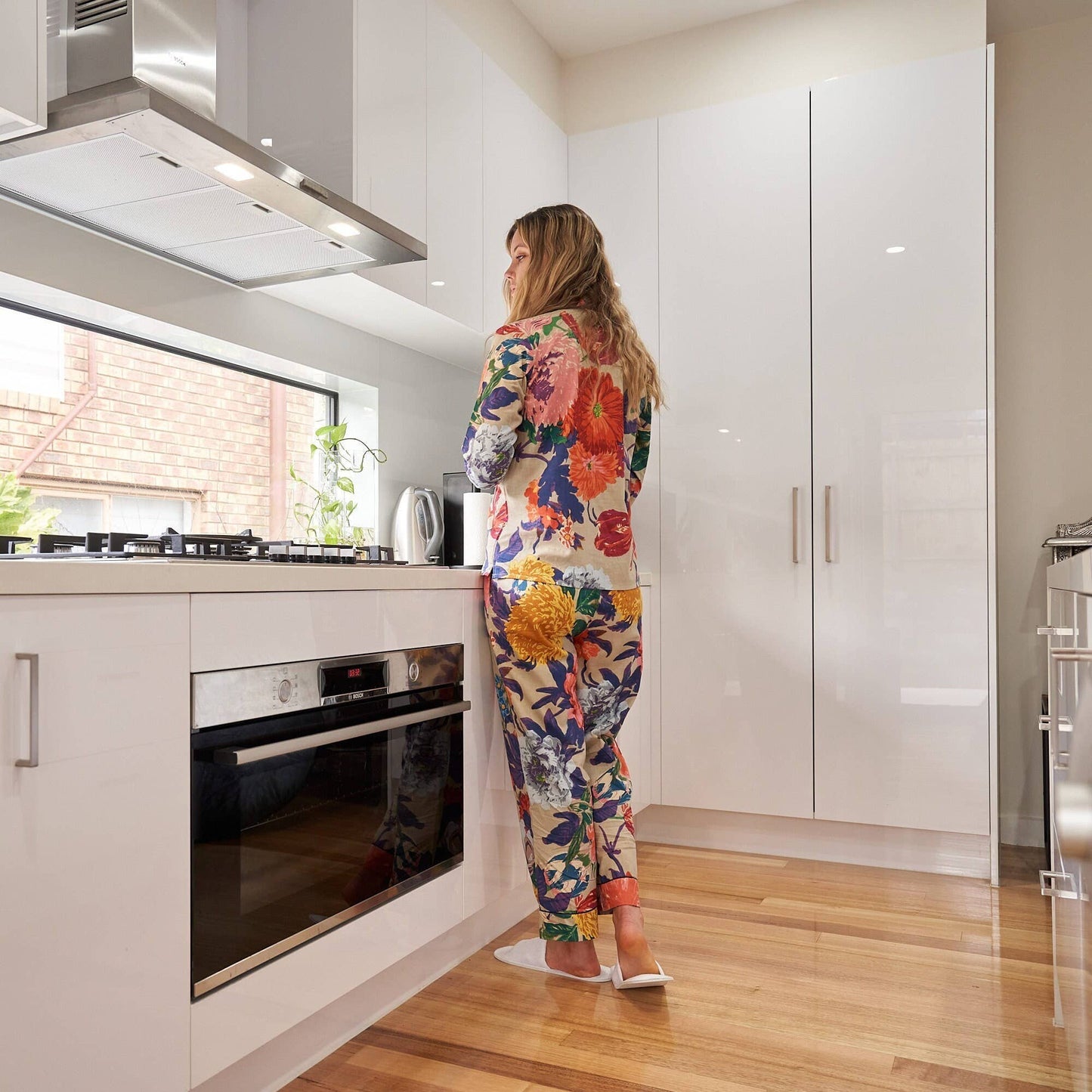 Linen Connections - Pyjamas/ Floral Pure Cotton P J Set, Pijamas Set: L