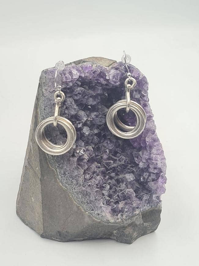 Volare - Triple Loop Drop Earrings: Brass