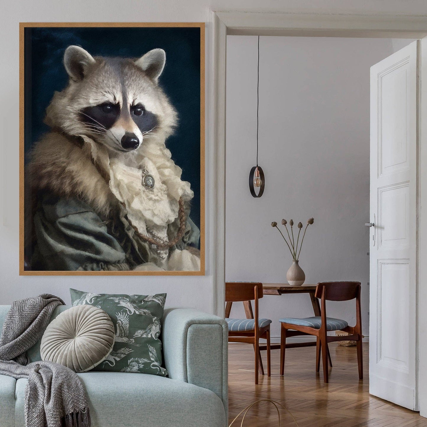 Ink & Drop - Raccoon Animal Portrait Print: 11 ¾ x 15 ¾ in | 30x40 cm / Matte