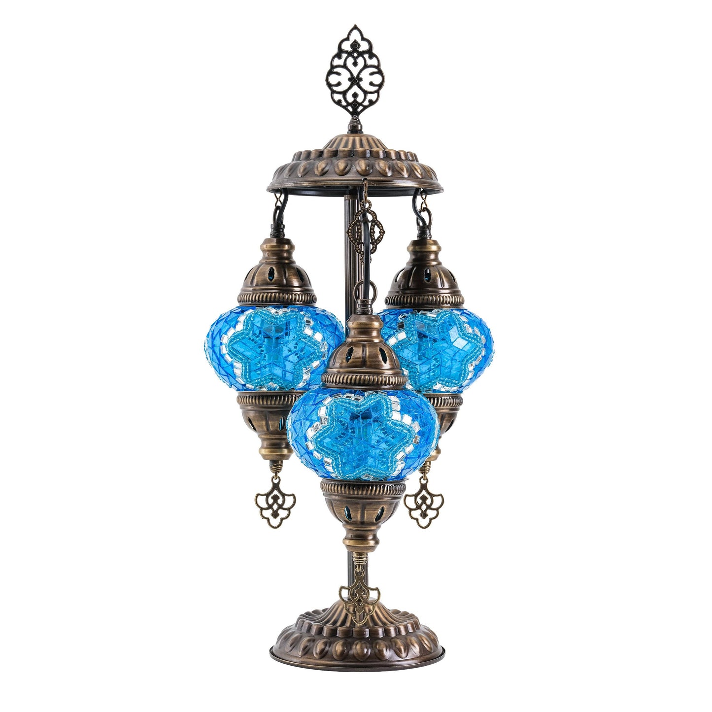 Mozaist - 3-Globe Turkish Mosaic Table Lamp (Blue)
