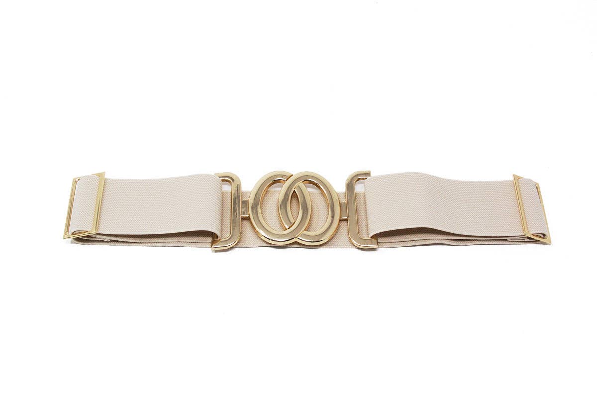 German Fuentes Handbags - CINT-33 CIRCLE METALLIC BUCKLE ONE SIZE STRETCH BELT: Gold
