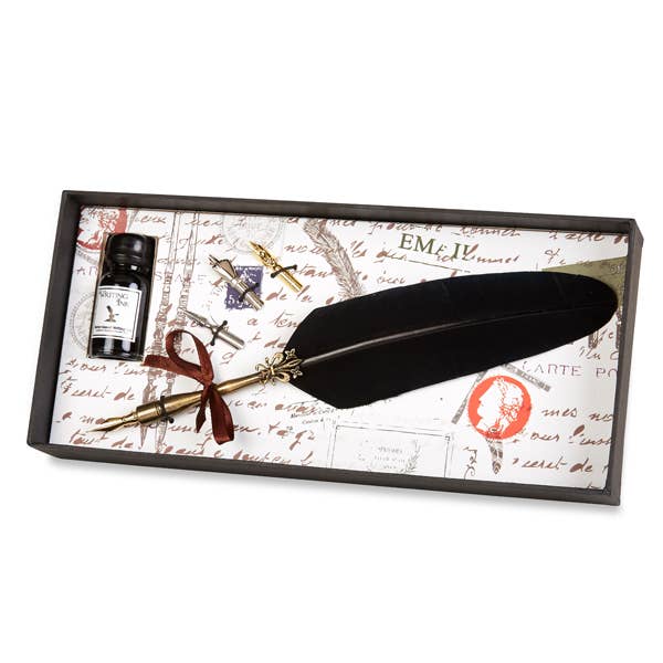 Freund Mayer & Co. - Brass Feather Nib Pen Set: Blue