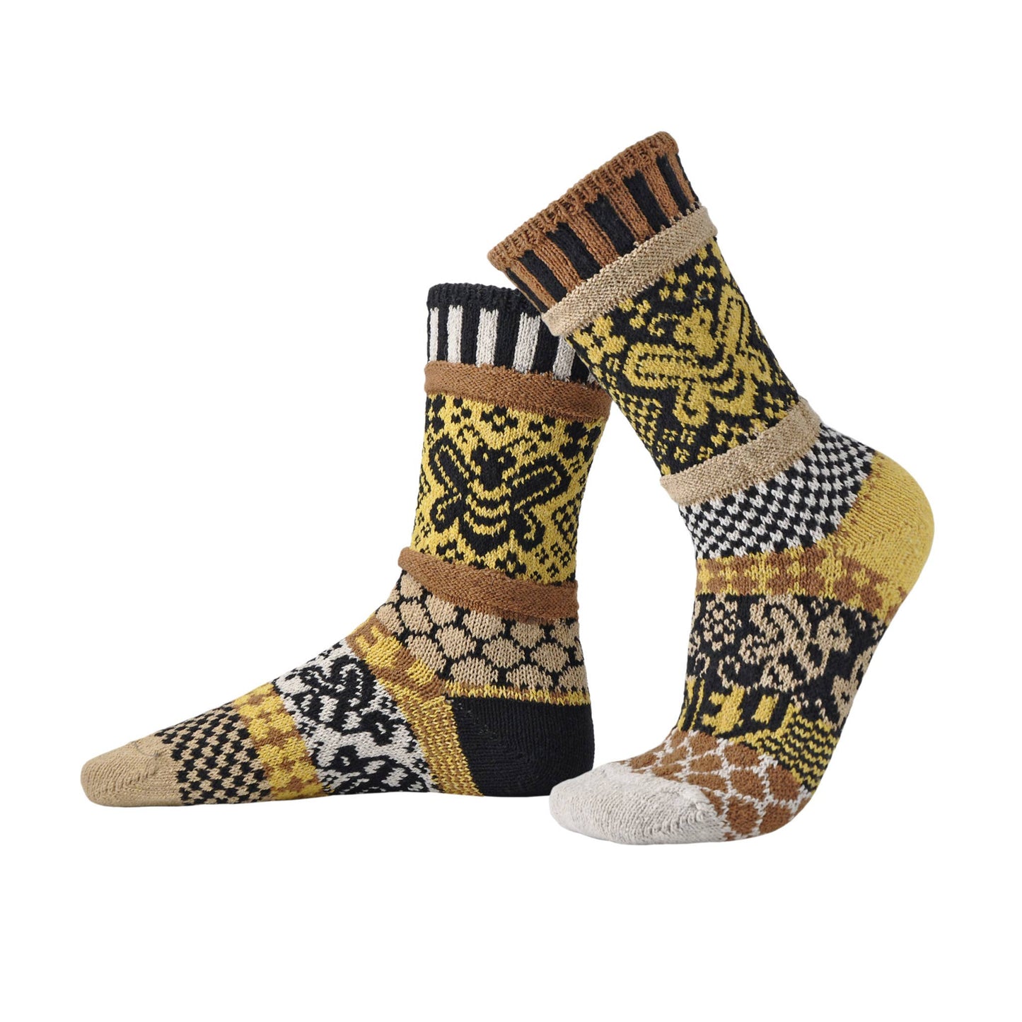 Solmate Socks - Honey Bee Crew Socks | Give Back to Help Save Pollinators: Large (Women 10 - 12 / Men 9 - 11)